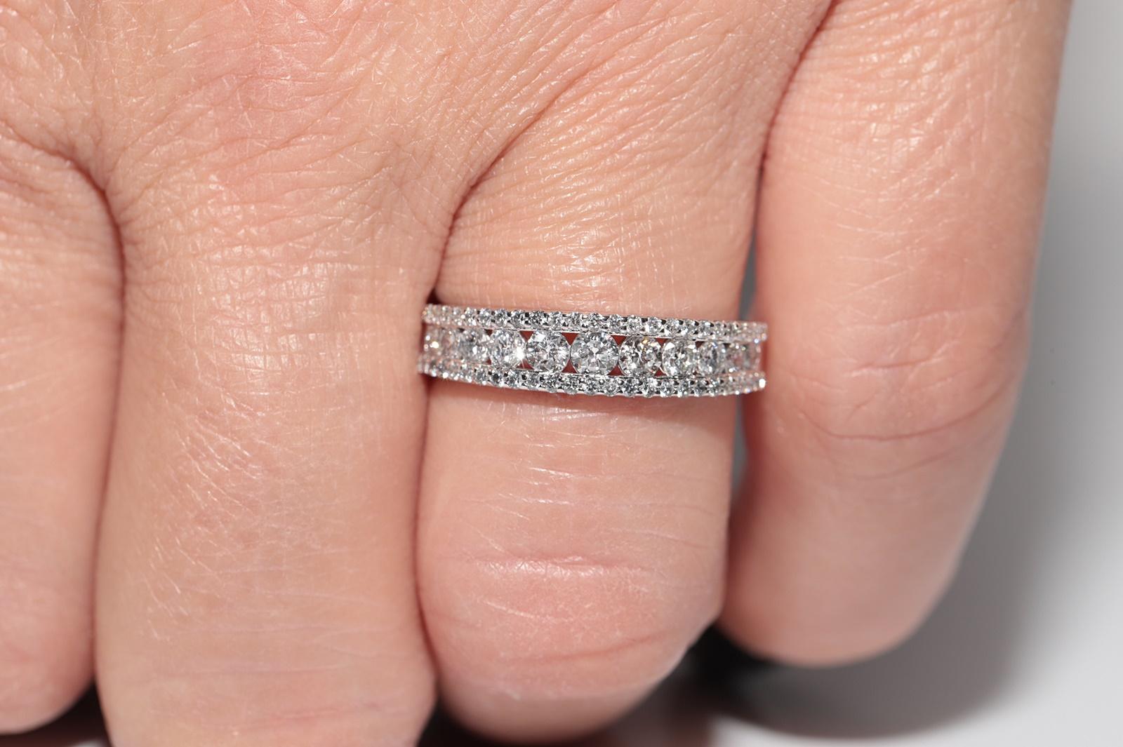 Anillo con banda decorada con diamantes naturales de oro de 14k de nueva factura en venta 9