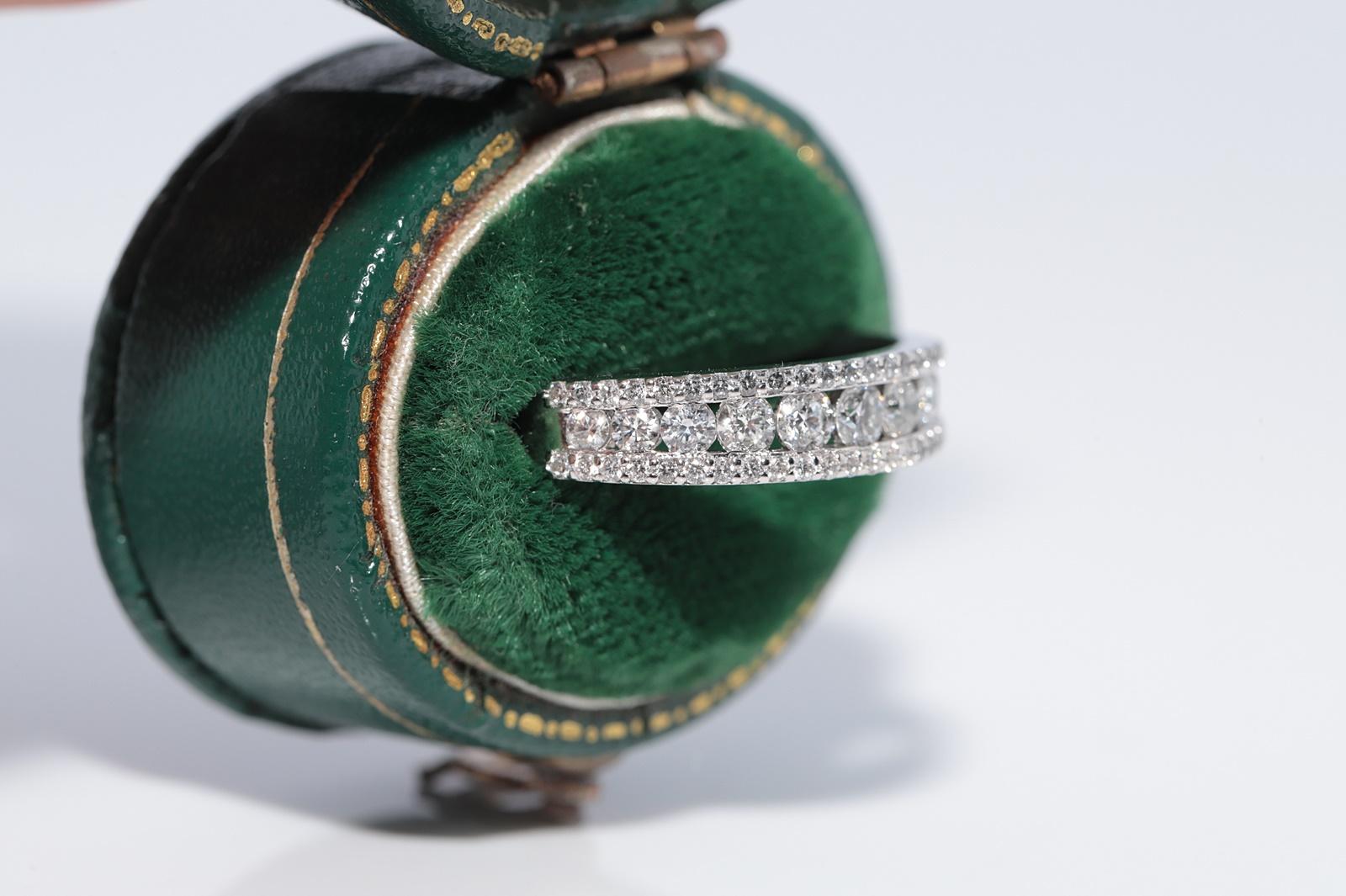 Anillo con banda decorada con diamantes naturales de oro de 14k de nueva factura Artesano en venta