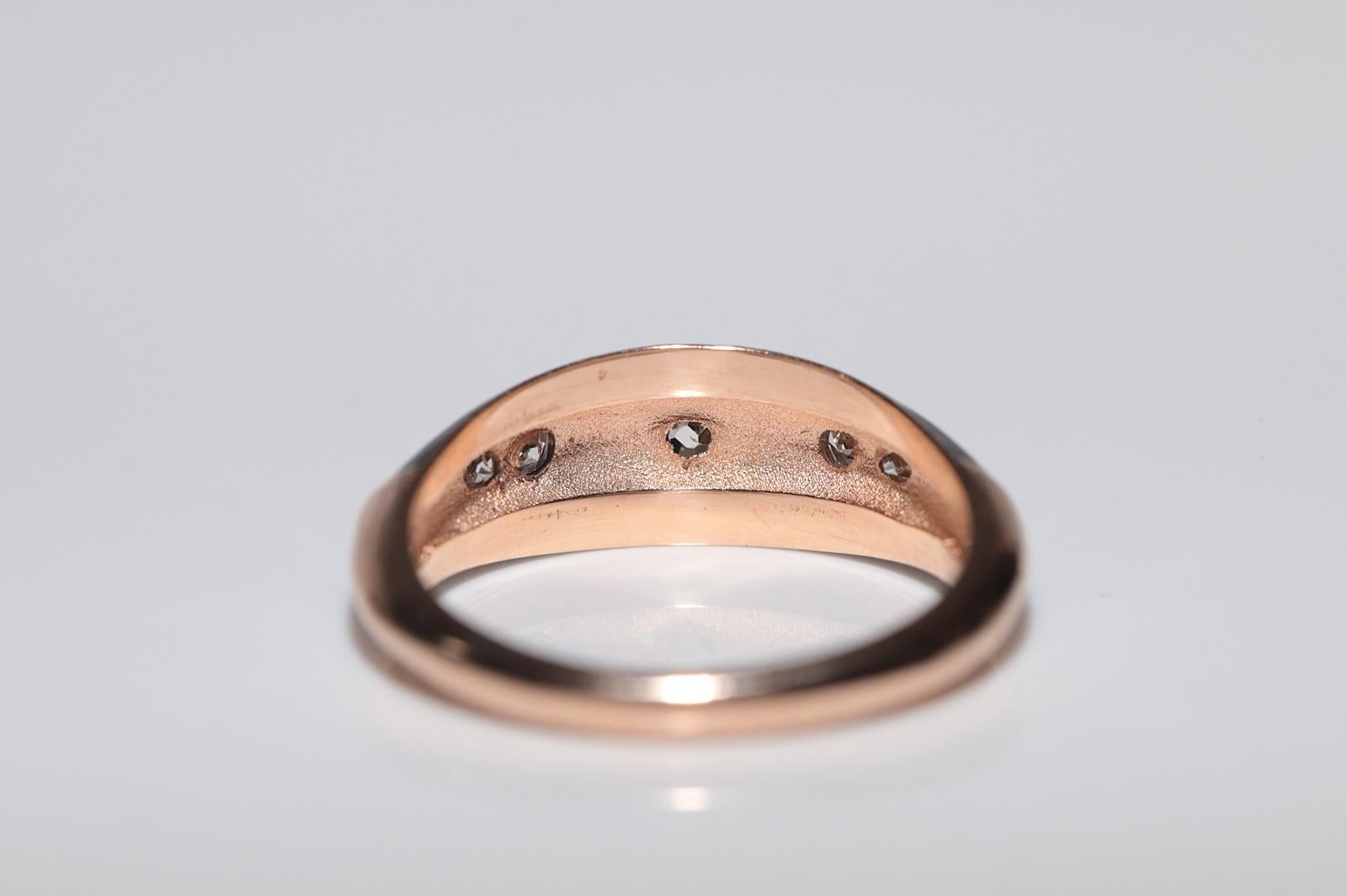 New made 14K Gold Natural Diamond Decorated Black Enamel Band Ring For Sale 1
