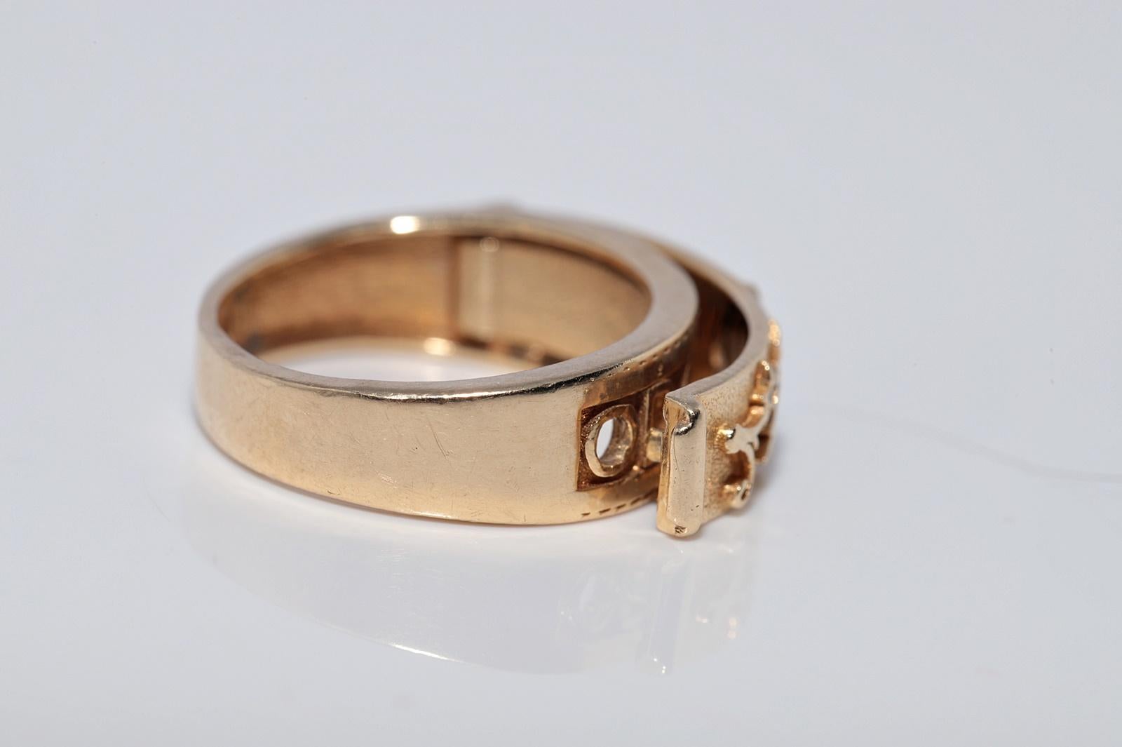 New Made 14k Gold Natural Diamond Decorated Darling Written Ring For Sale 6