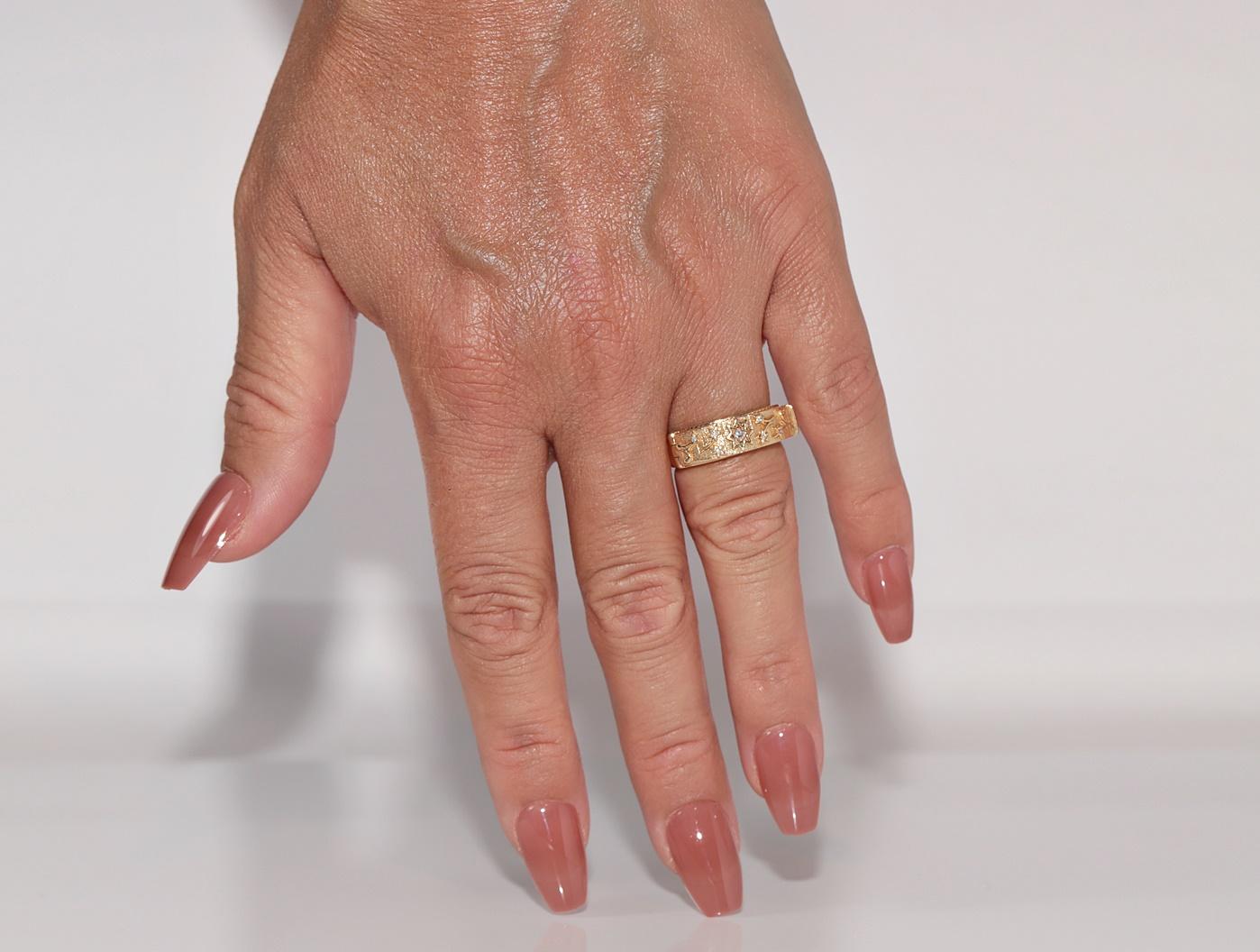 New Made 14k Gold Natural Diamond Decorated Darling Written Ring For Sale 9