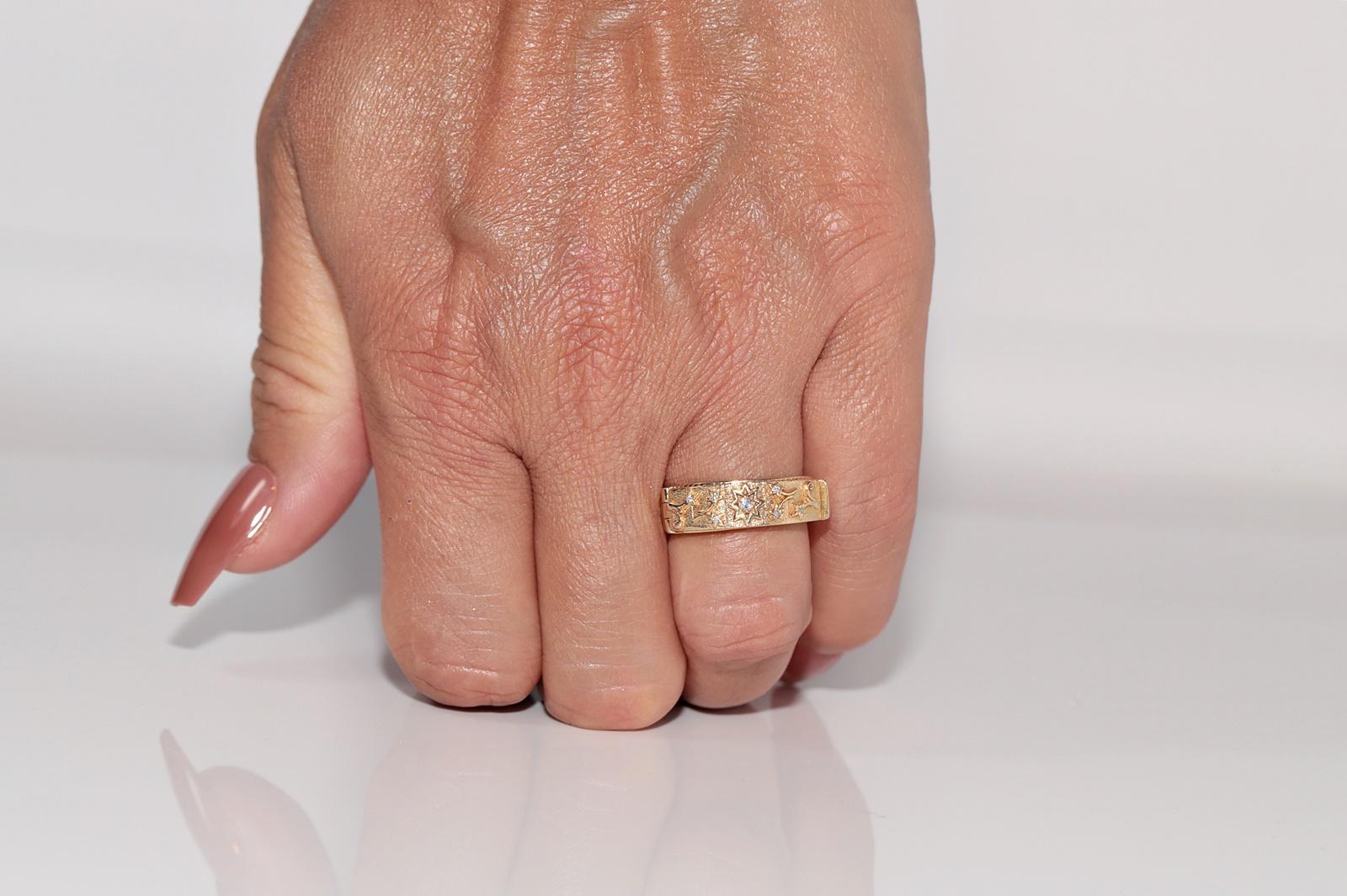 New Made 14k Gold Natural Diamond Decorated Darling Written Ring For Sale 10