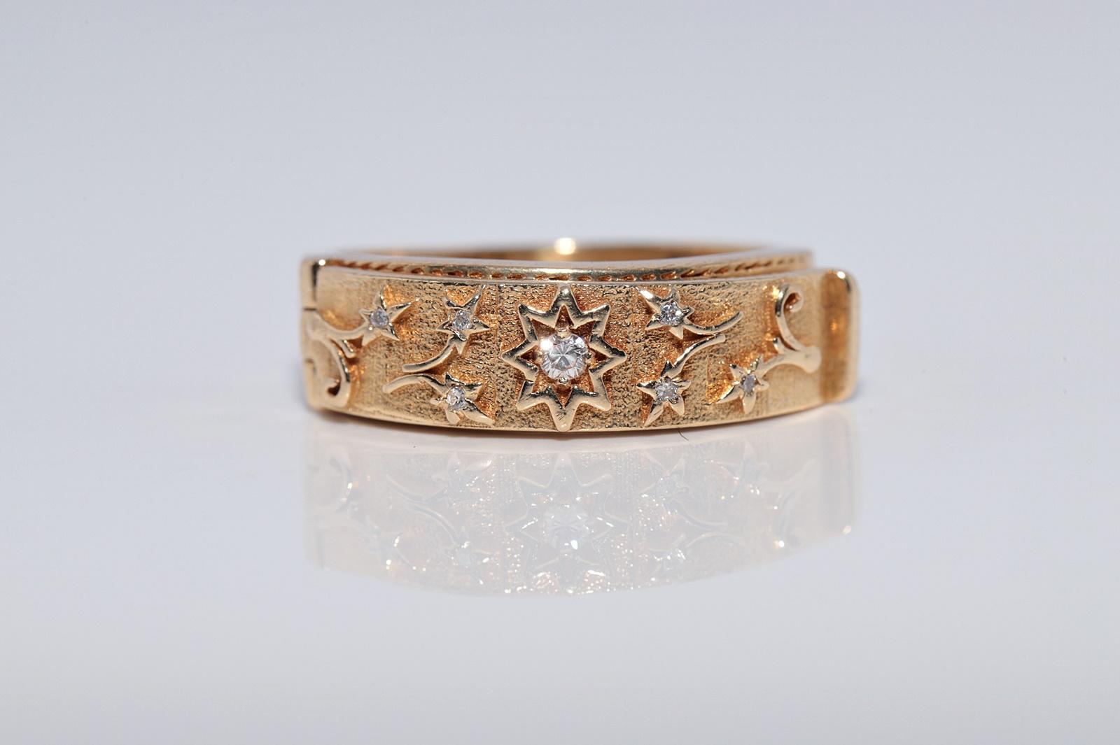 Donna New Made 14k Gold Diamante naturale decorato Anello scritto Darling in vendita