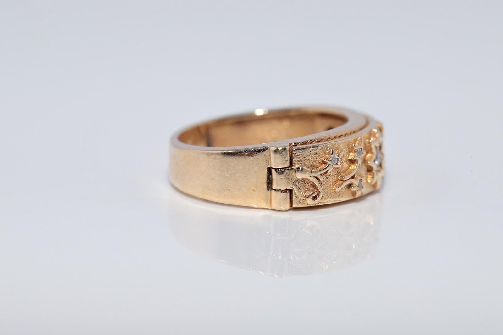 New Made 14k Gold Diamante naturale decorato Anello scritto Darling in vendita 1