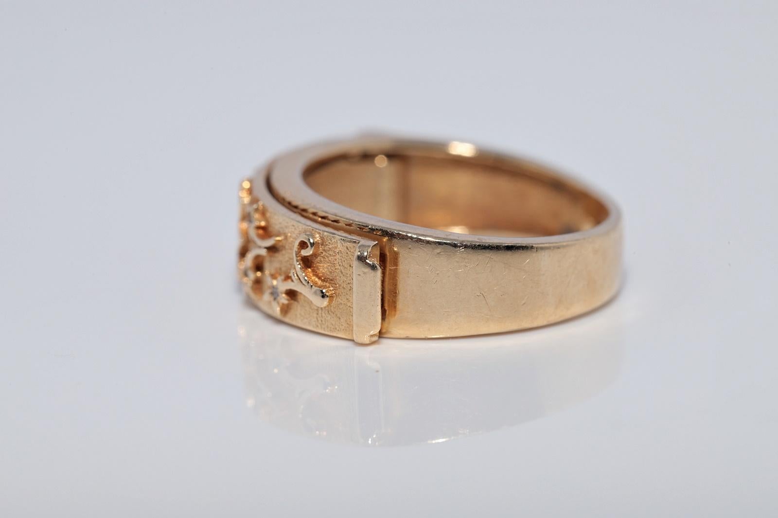 New Made 14k Gold Natural Diamond Decorated Darling Written Ring For Sale 2