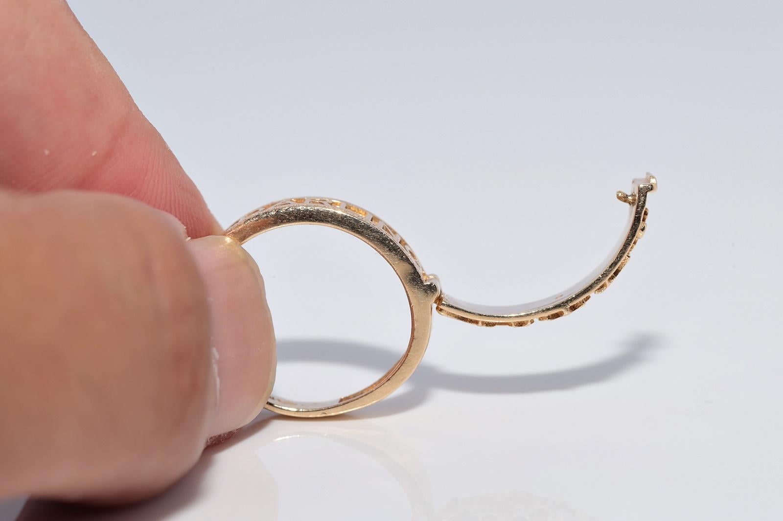 New Made 14k Gold Natural Diamond Decorated Darling Written Ring For Sale 3