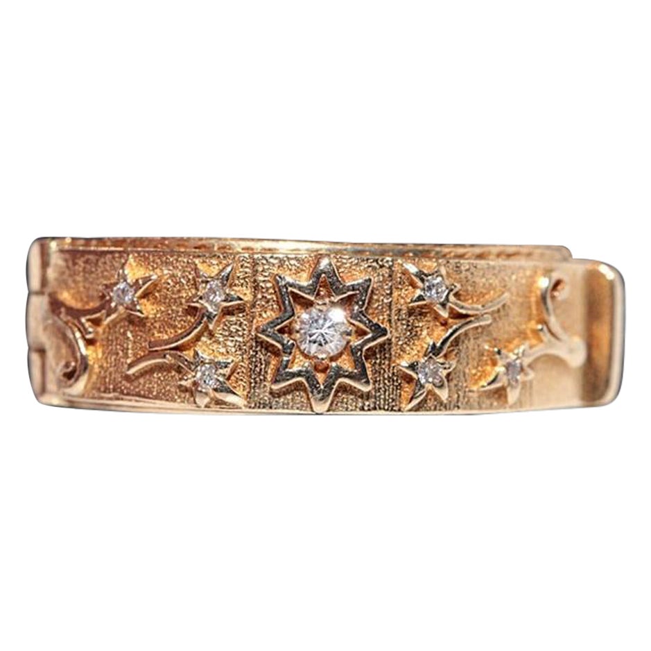 New Made 14k Gold Natural Diamond Decorated Darling Written Ring For Sale