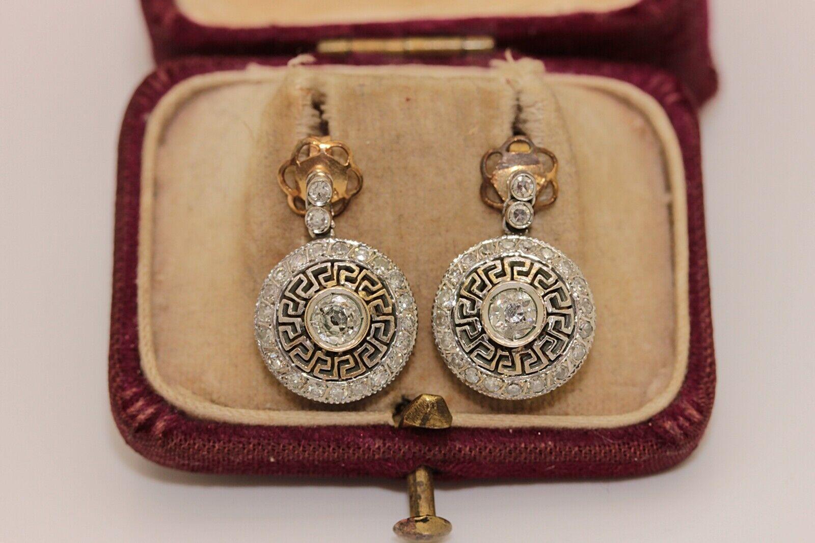 Neuer gefertigter 14k Gold natürlicher Diamant-Dekorierter Tropfenohrring im Angebot 4