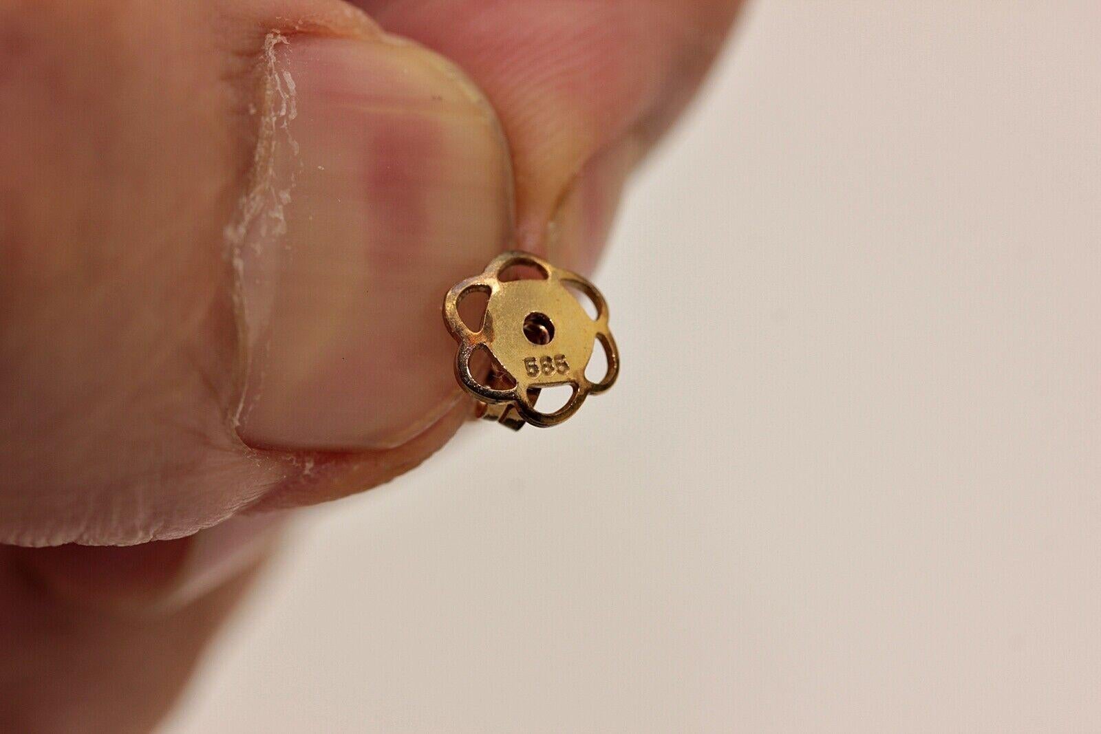 Neuer gefertigter 14k Gold natürlicher Diamant-Dekorierter Tropfenohrring (Brillantschliff) im Angebot