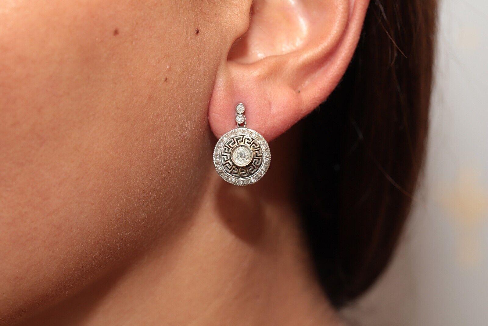 Neuer gefertigter 14k Gold natürlicher Diamant-Dekorierter Tropfenohrring im Angebot 1