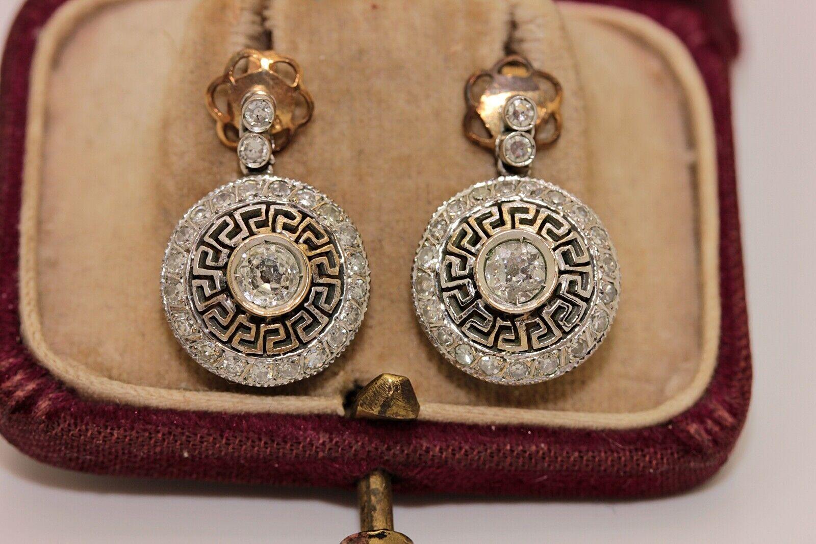 Neuer gefertigter 14k Gold natürlicher Diamant-Dekorierter Tropfenohrring im Angebot 3