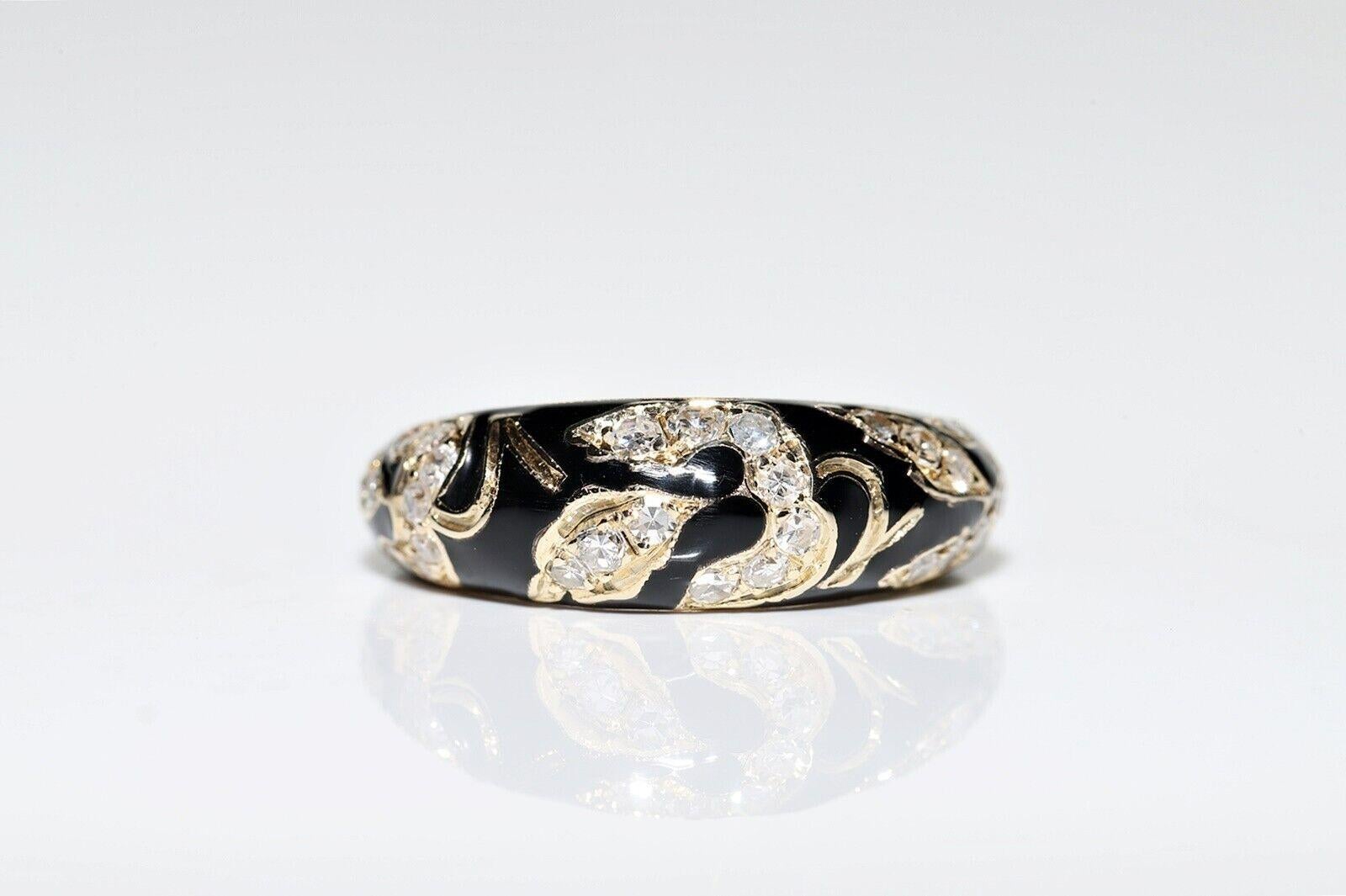 Anillo de oro de 14 quilates con diamante natural decorado con esmalte, de nueva factura en Nuevo estado para la venta en Fatih/İstanbul, 34