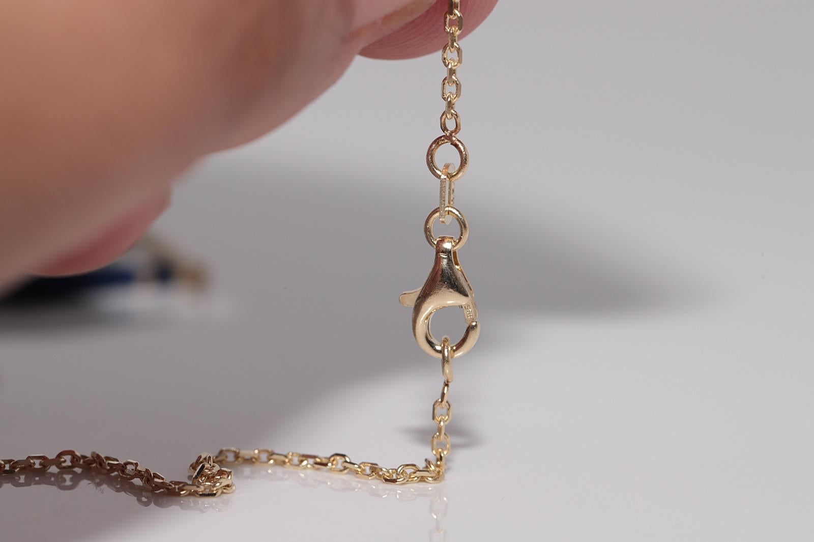 New Made 14k Gold natürlichen Diamanten dekoriert Emaille-Anhänger Herz Halskette im Angebot 6