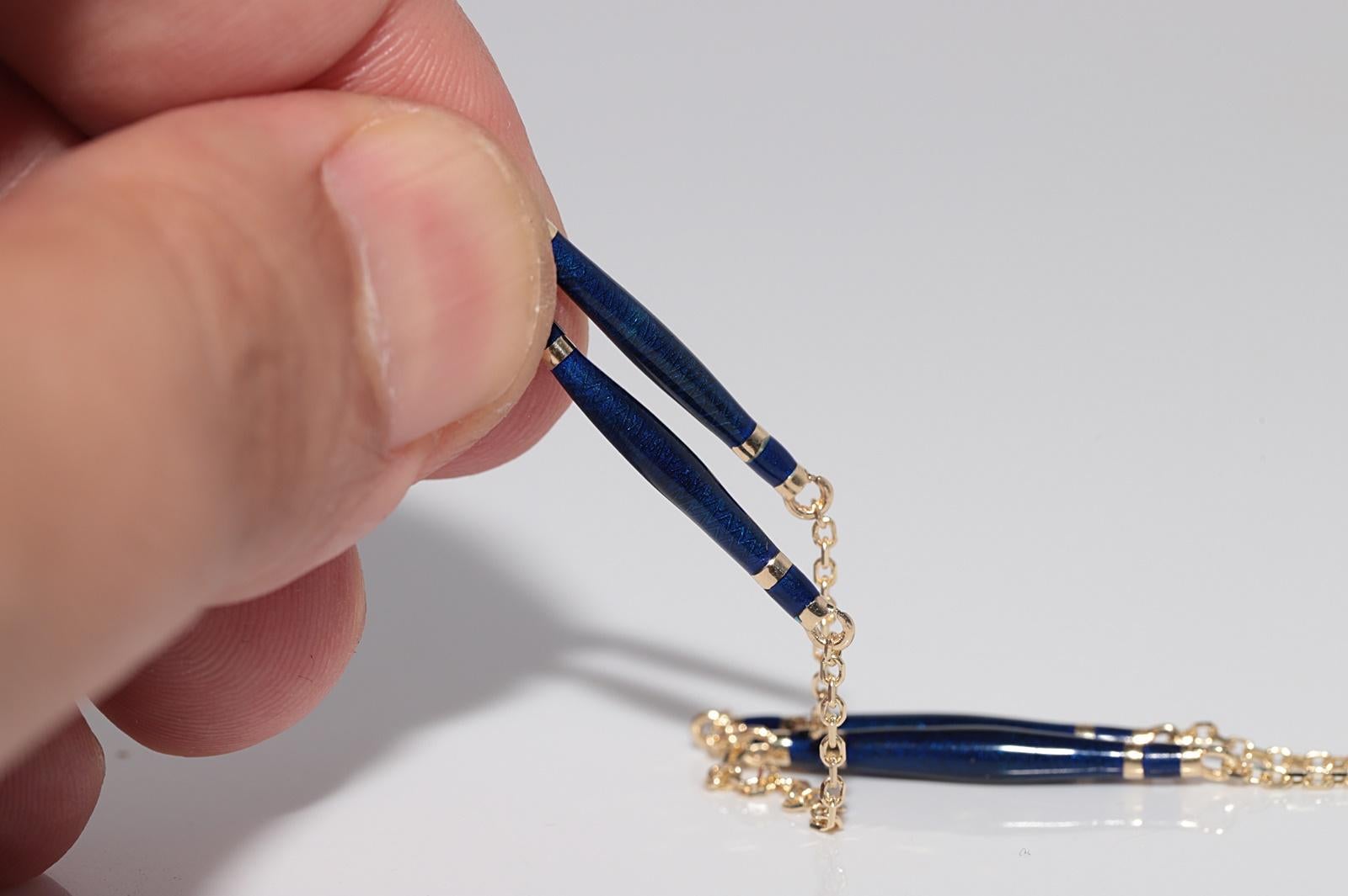 New Made 14k Gold natürlichen Diamanten dekoriert Emaille-Anhänger Herz Halskette im Angebot 7