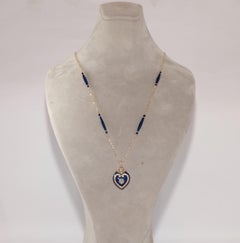 New Made 14k Gold Natural Diamond Decorated Enamel Pendant Heart Necklace