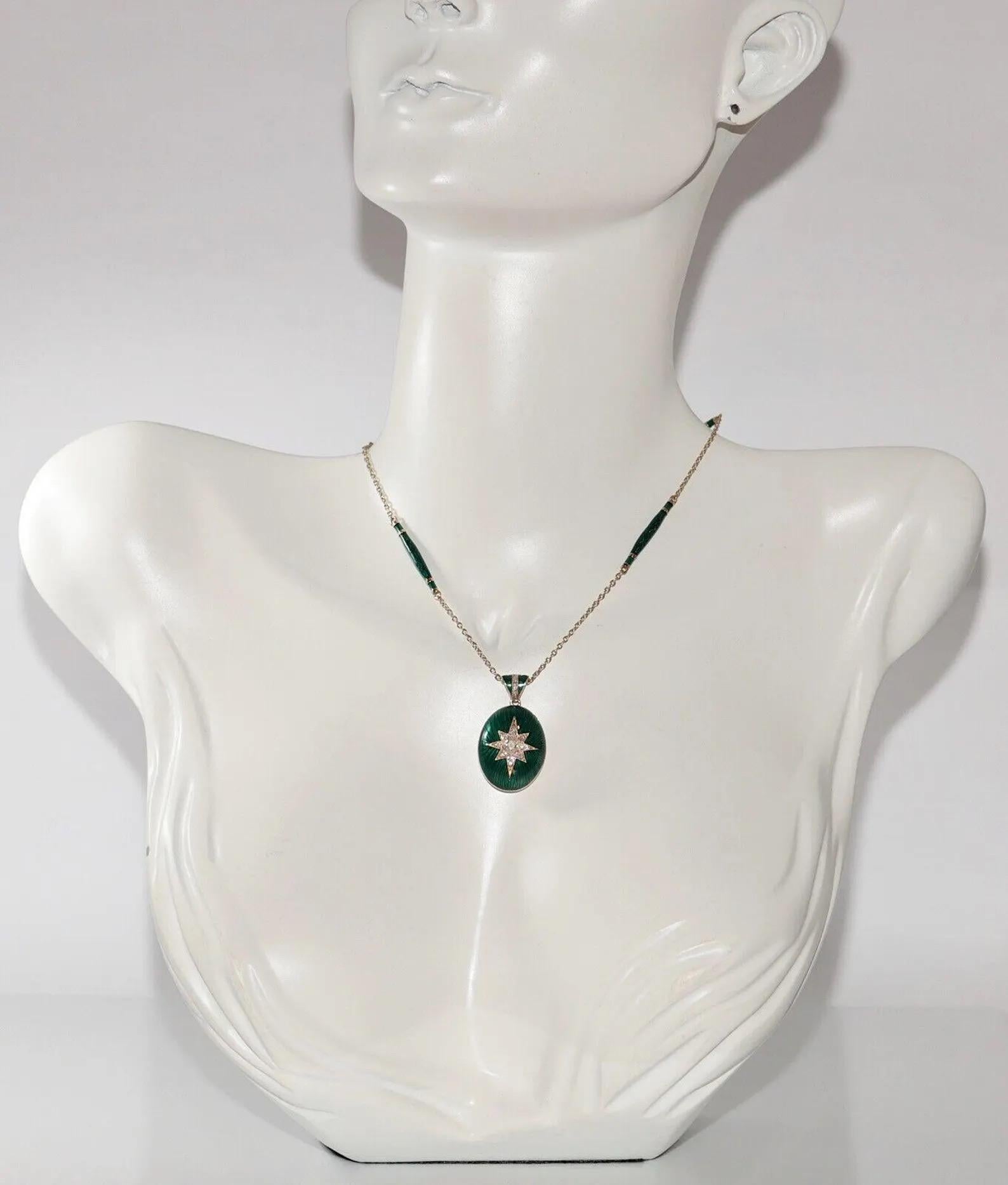 Collier pendentif en or 14 carats, décoré de diamants naturels et d'émail Bon état - En vente à Fatih/İstanbul, 34