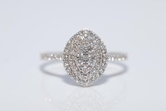 New Made 14k Gold Natural Diamond Decorated Navette Design Ring