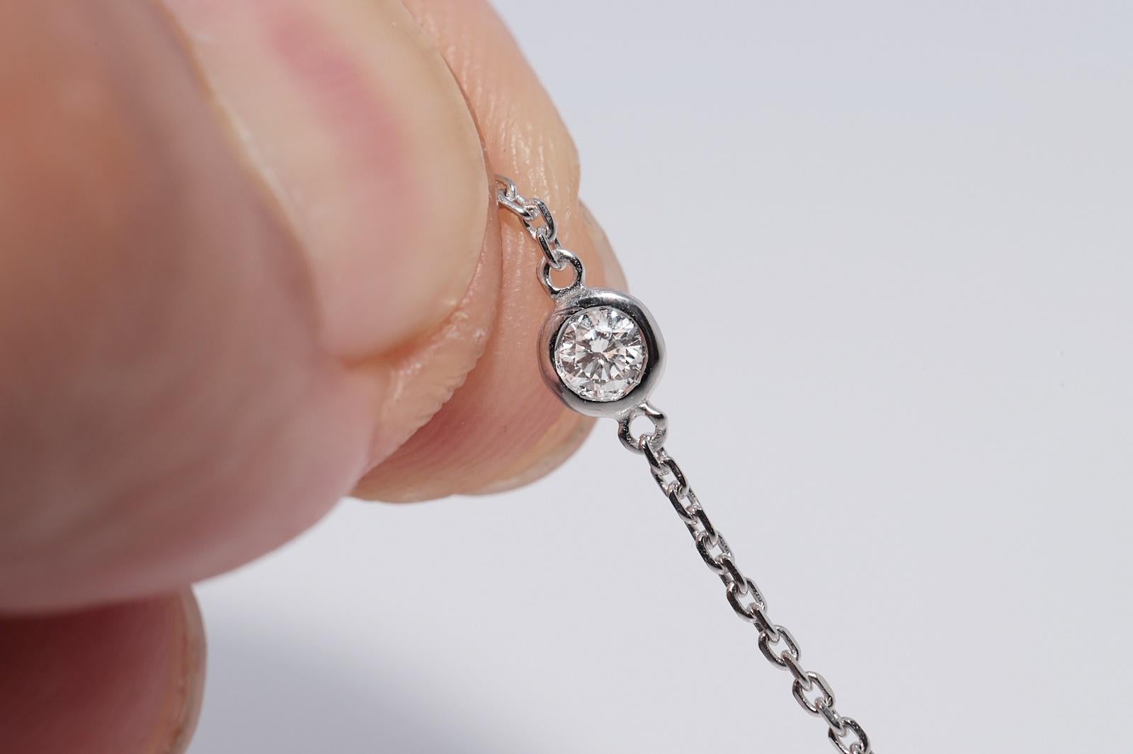 Collana decorata con diamanti naturali in oro 14k di nuova produzione in vendita 4