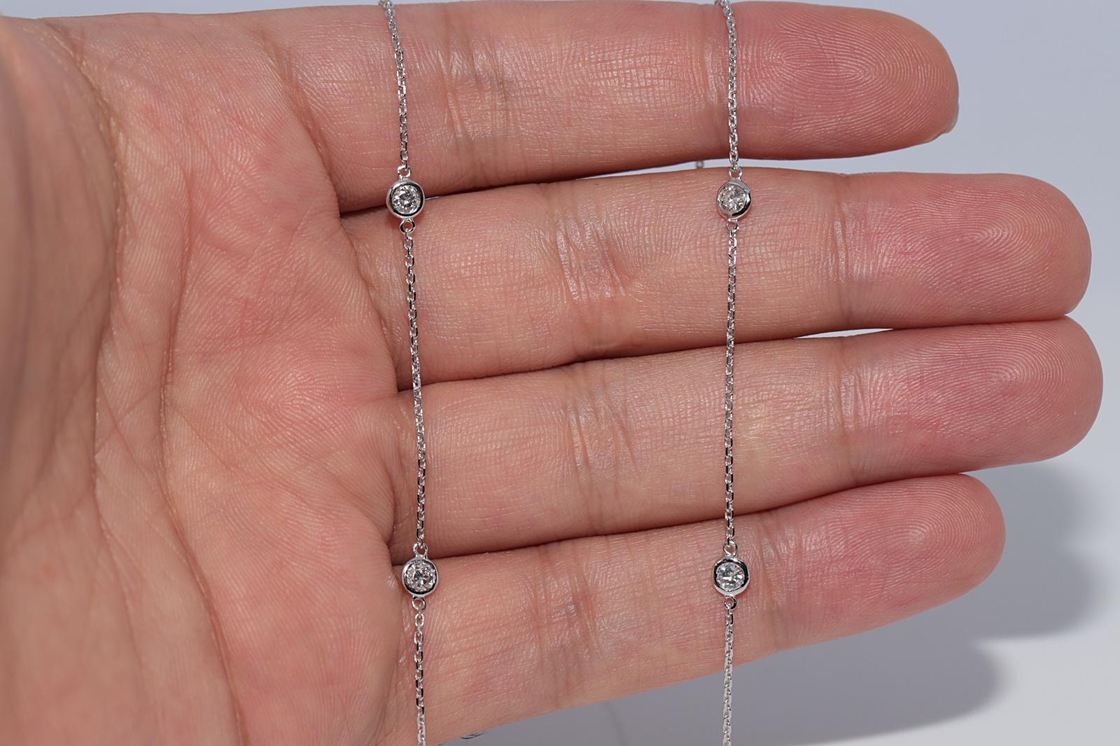 Donna Collana decorata con diamanti naturali in oro 14k di nuova produzione in vendita