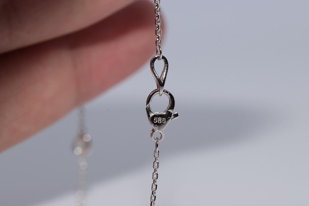 Collana decorata con diamanti naturali in oro 14k di nuova produzione in vendita 2