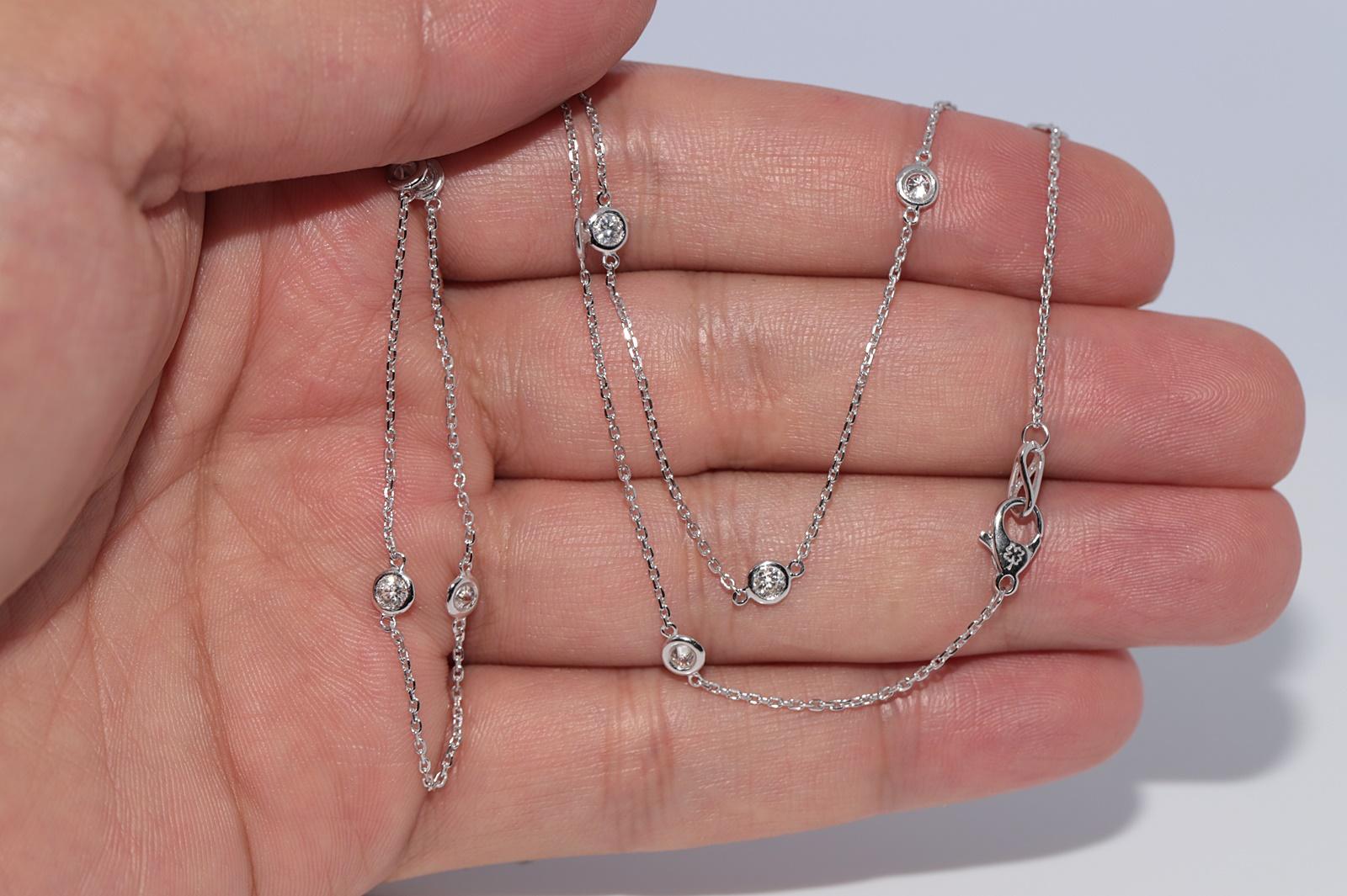 Collana decorata con diamanti naturali in oro 14k di nuova produzione in vendita 3