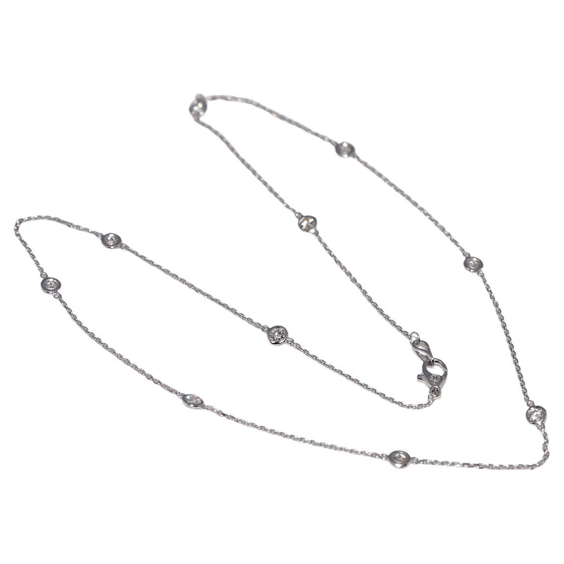 Collana decorata con diamanti naturali in oro 14k di nuova produzione in vendita