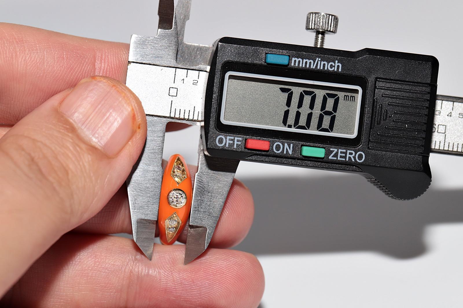 Bague jonc en or 14 carats, décorée de diamants naturels et d'émail orange, neuve en vente 5