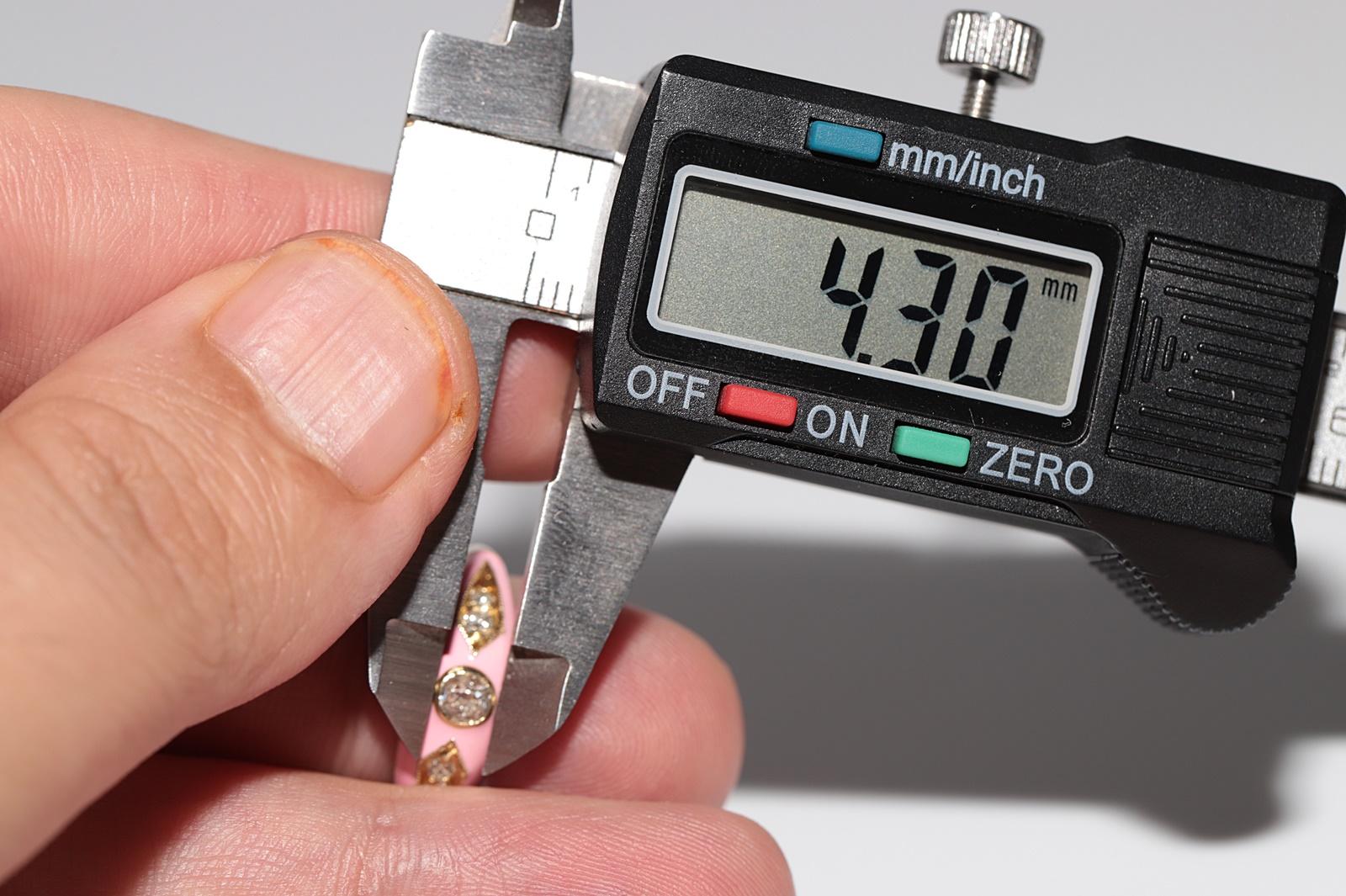 Anillo de oro de 14 quilates con diamante natural decorado con esmalte rosa en venta 5