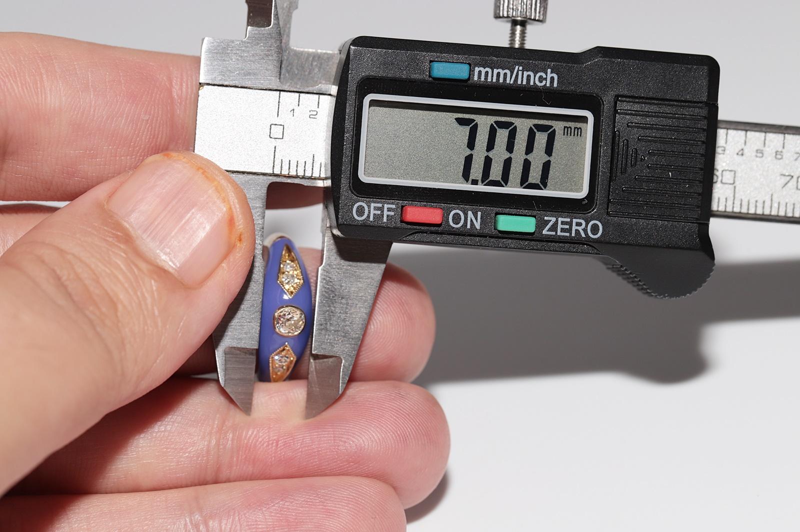 Bague jonc en or 14 carats, décorée de diamants naturels et d'émail violet, neuve en vente 7