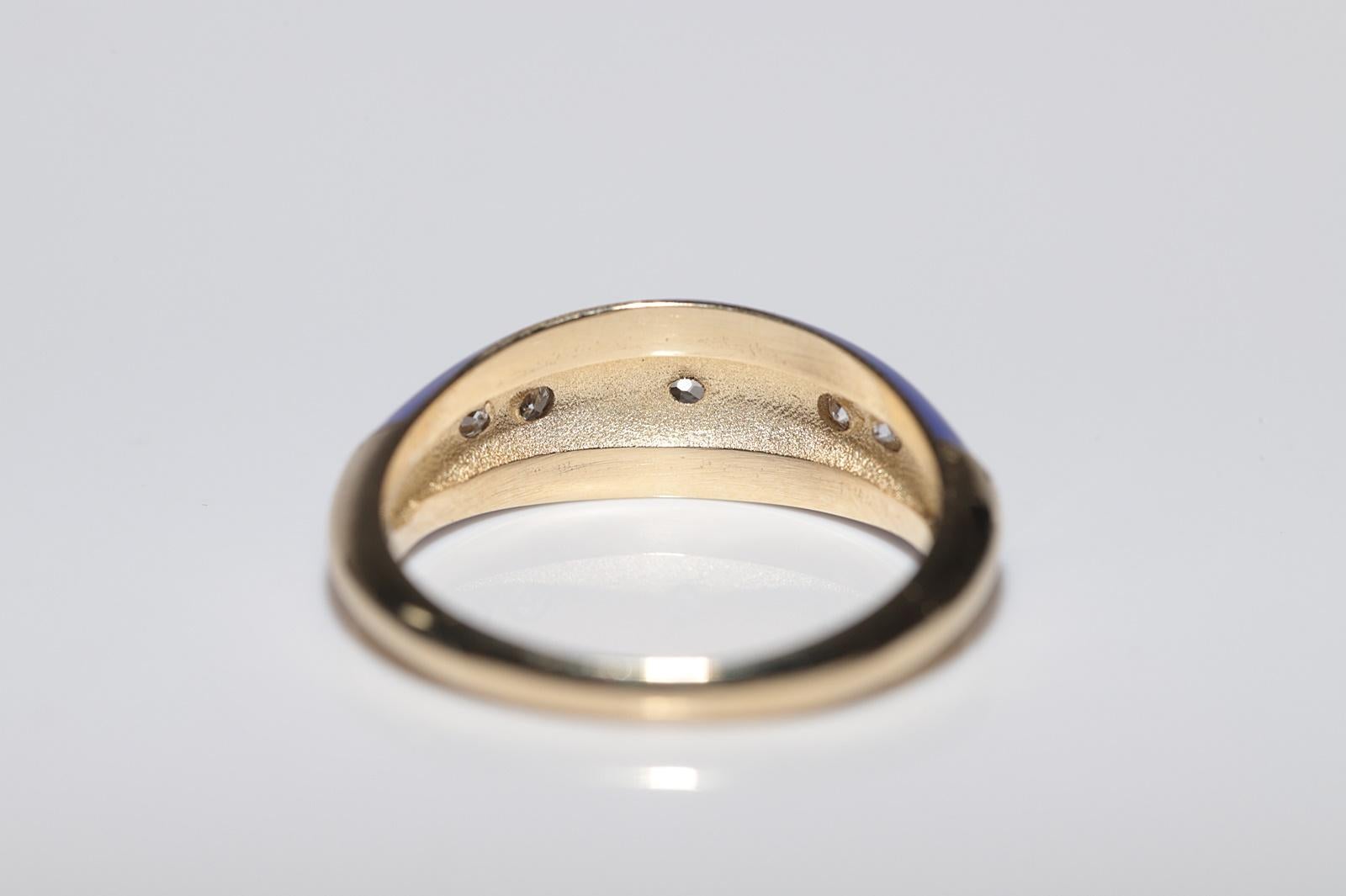 New made 14K Gold Natural Diamond Decorated Purple Enamel Band Ring For Sale 2