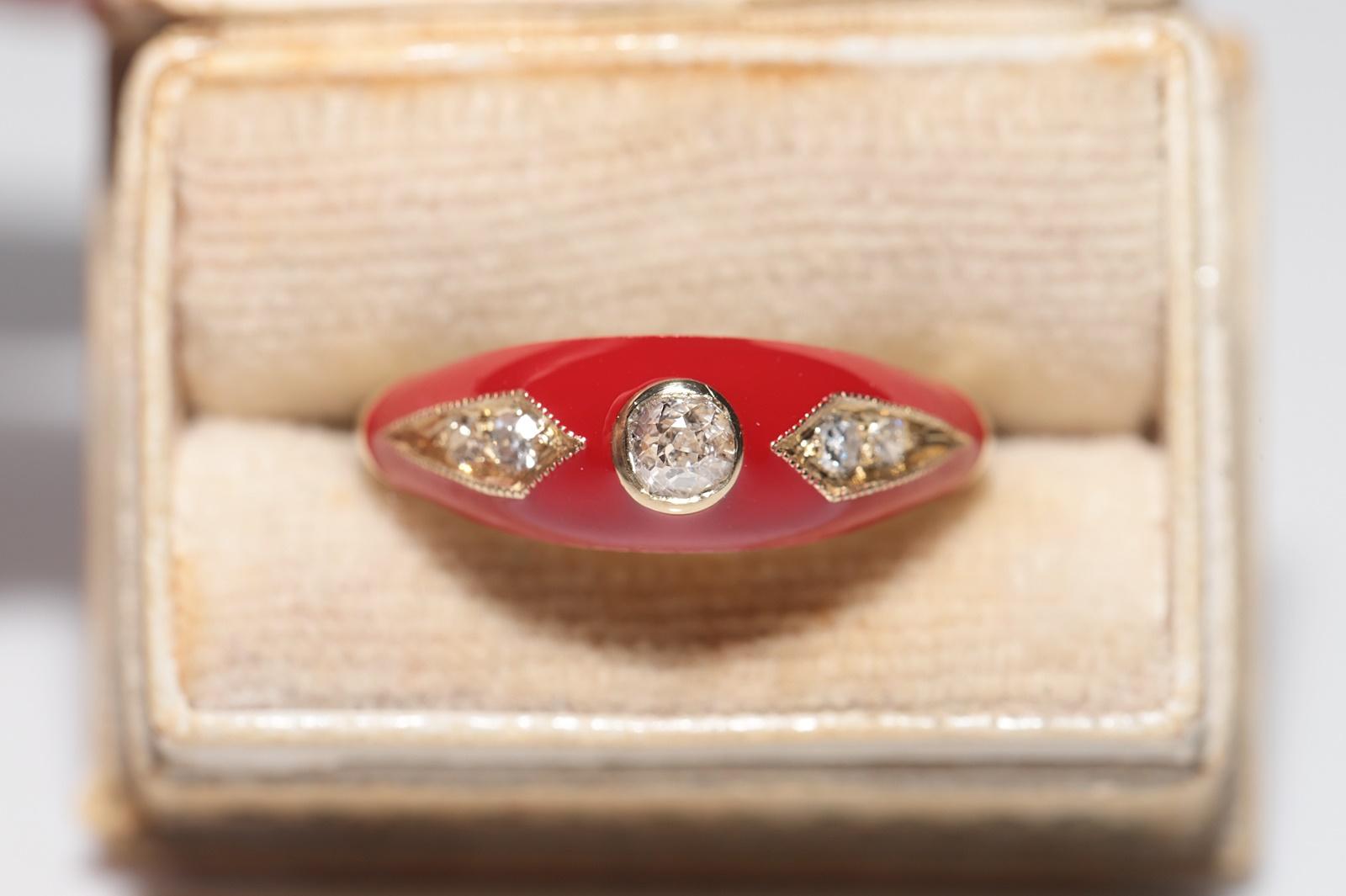 In very good condition.
Total weight is 2.9 grams.
Totally is main oldcut diamond and side single cut diamond 0.29 ct.
The diamond is has H color and s1 clarity.
Ring size is US 6
We can make any size.
Box is not included.
Please contact for any
