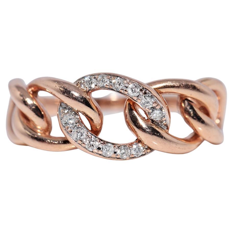 New Made 14k Gold natürlichen Diamanten dekoriert Rope Design Ring im Angebot