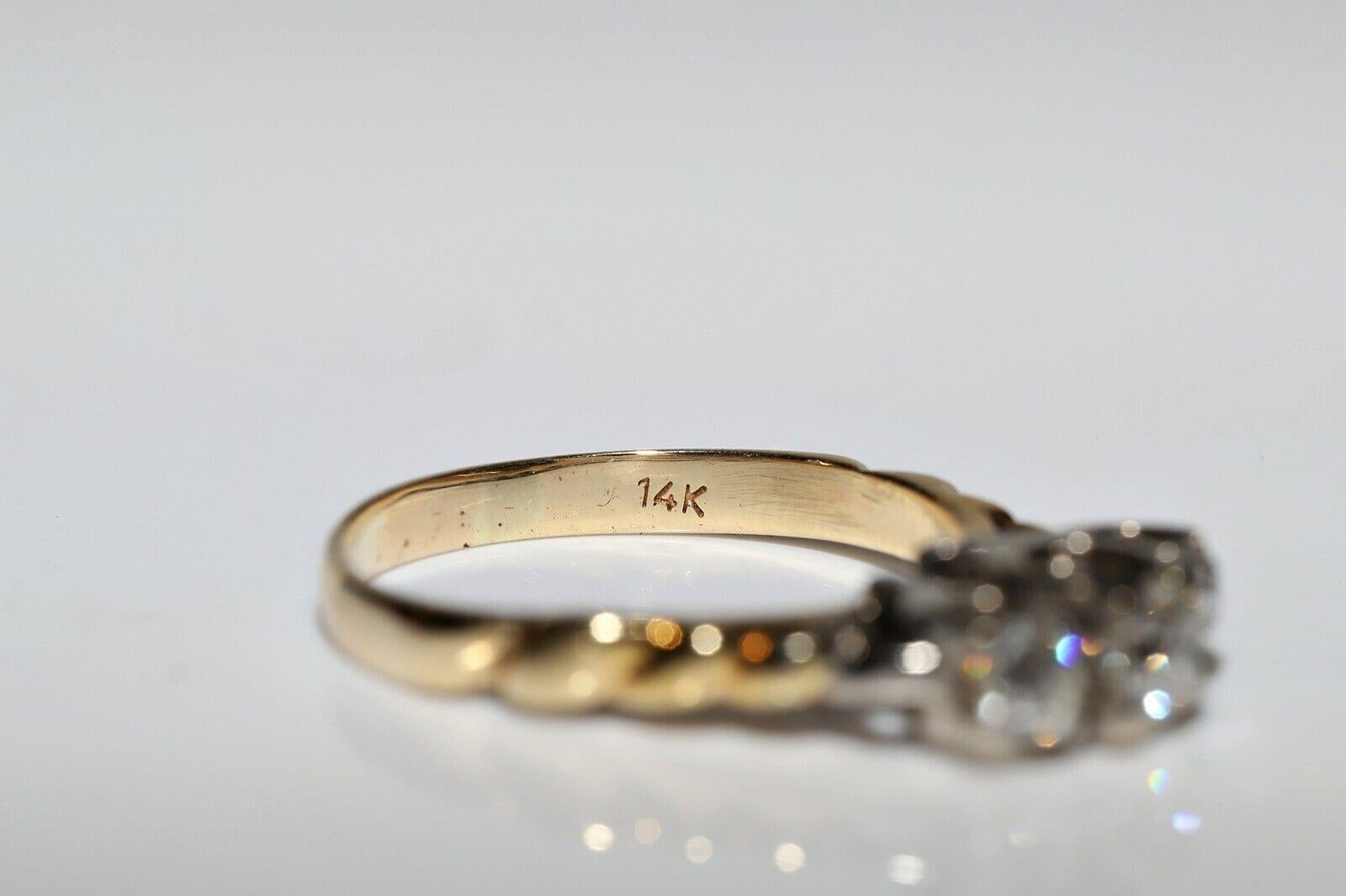 New Made 14k Gold Natural Diamond Decorated Three Stone Ring im Zustand „Neu“ im Angebot in Fatih/İstanbul, 34