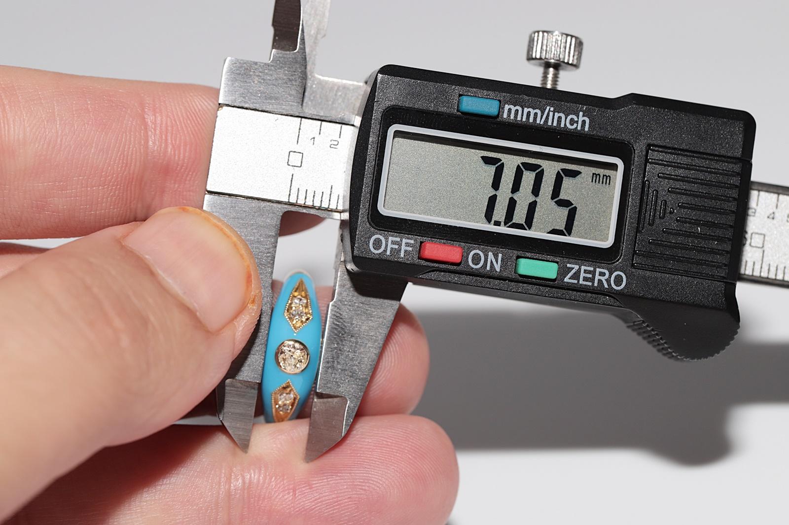 Bague jonc en or 14 carats, décorée de diamants naturels et d'émail de turquoise, neuve en vente 7