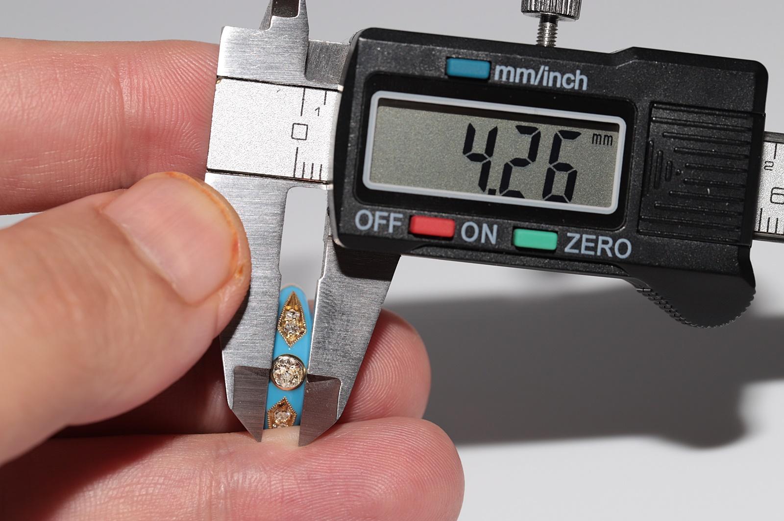 Bague jonc en or 14 carats, décorée de diamants naturels et d'émail de turquoise, neuve en vente 8