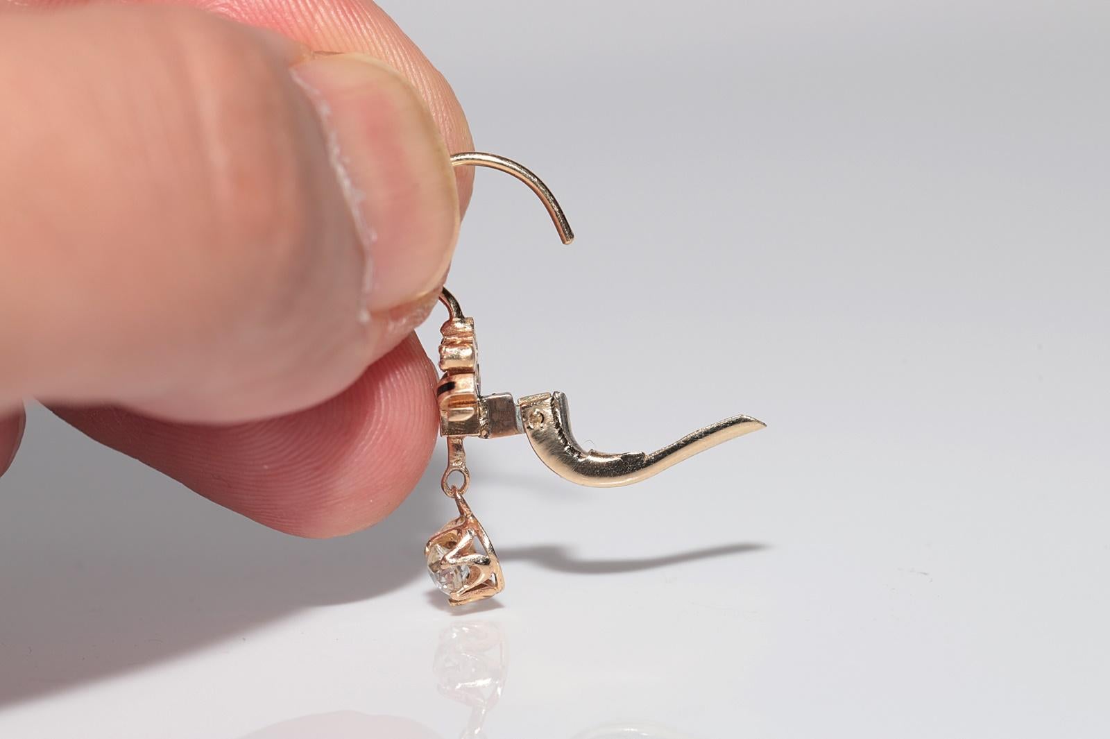 New Made 14k Gold Natural Diamond Drop Style Enamel Earring en vente 3