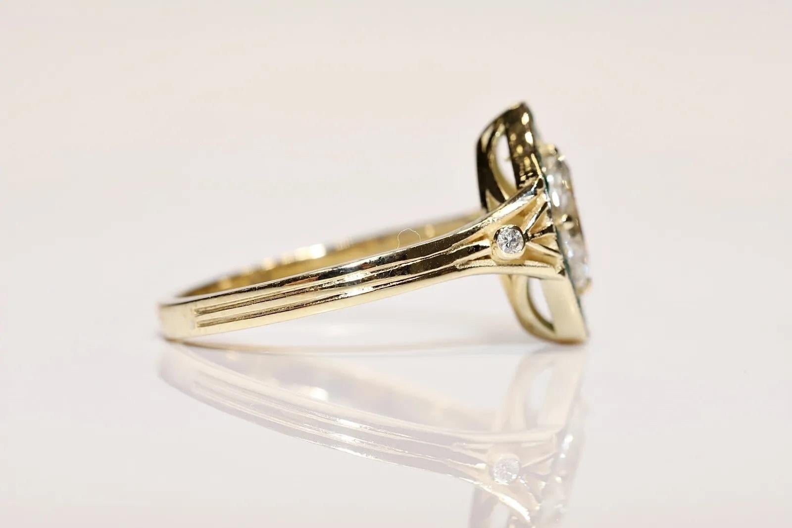 Anello in oro 14k di nuova fabbricazione con diamante naturale taglio marquise e smeraldo taglio calibro In condizioni Nuovo in vendita a Fatih/İstanbul, 34