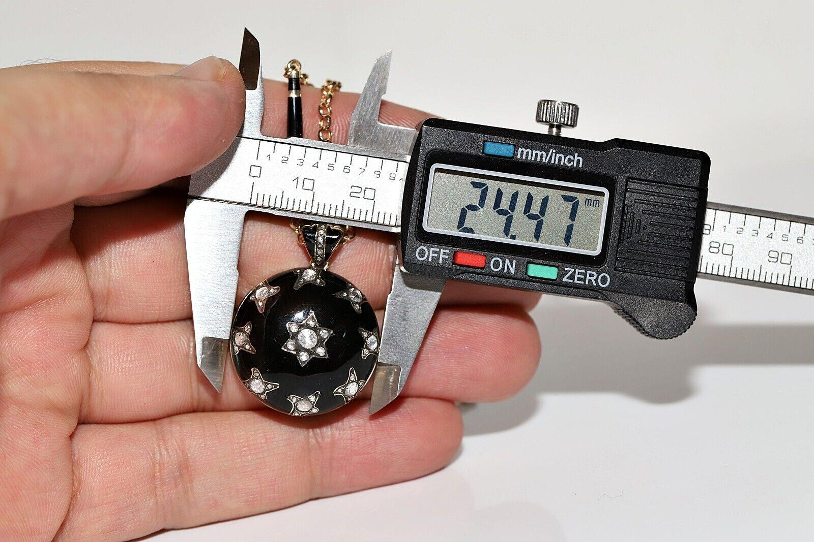 Collar Colgante de Oro de 14k con Diamante Natural de Corte Rosa Decorado con Esmalte en venta 6