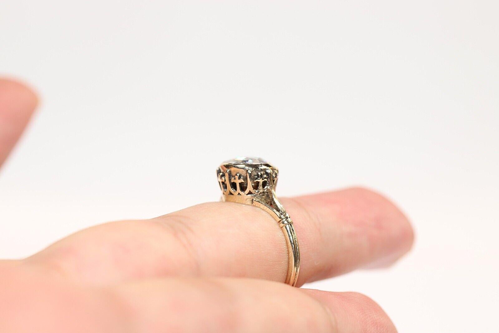 Neuer, dekorativer Solitär-Ring aus 14 Karat Gold mit natürlichem Diamant im Rosenschliff  im Angebot 2