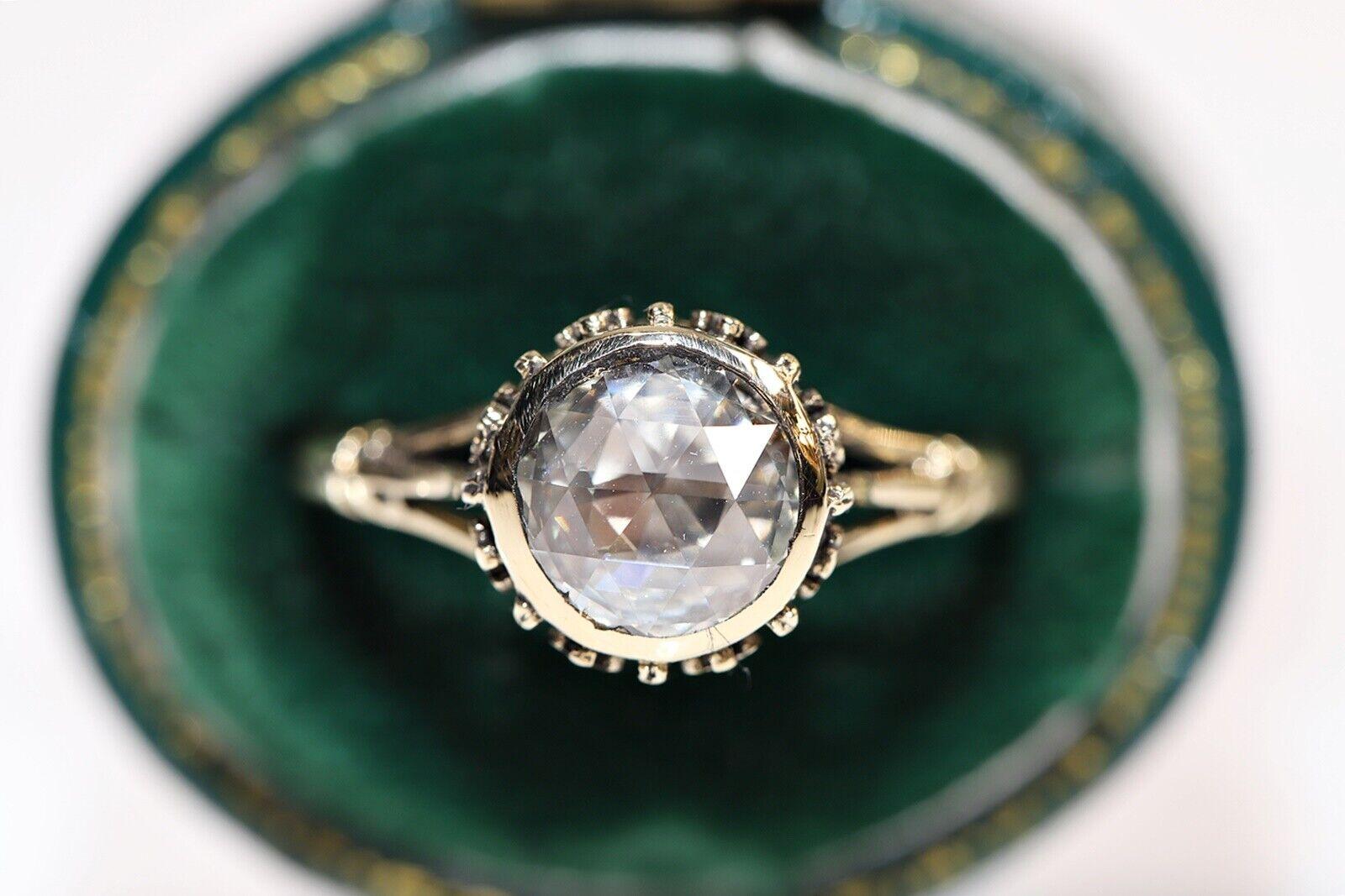 Neuer, dekorativer Solitär-Ring aus 14 Karat Gold mit natürlichem Diamant im Rosenschliff  im Angebot 3