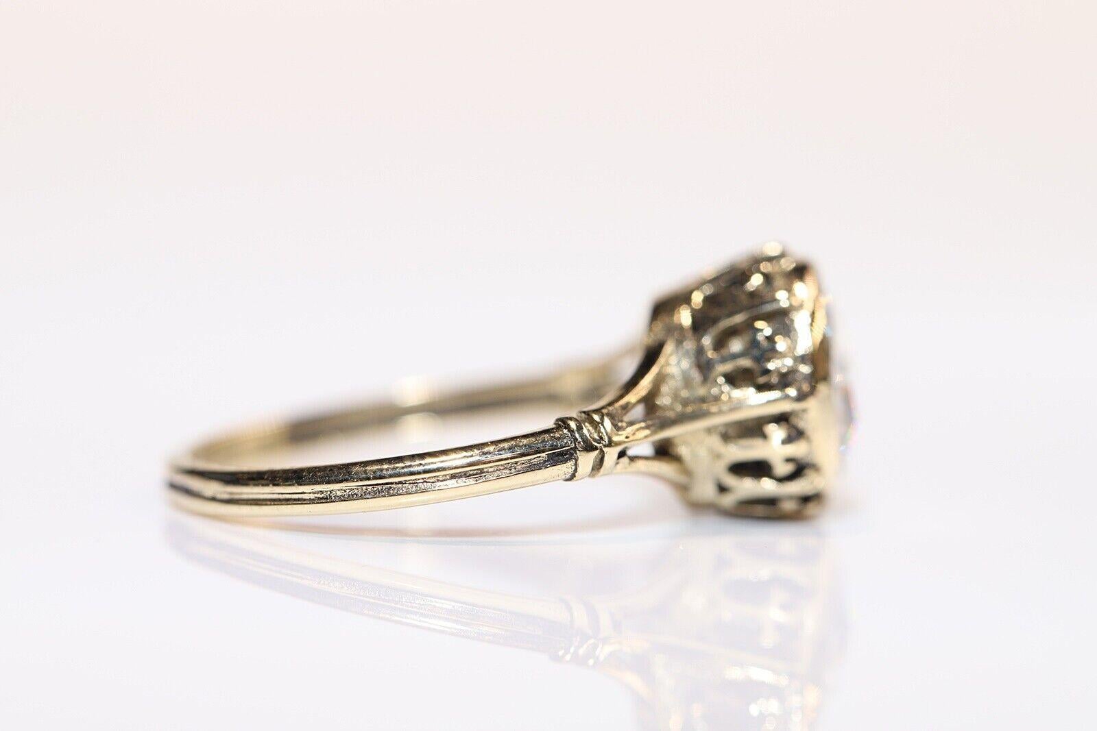 Neuer, dekorativer Solitär-Ring aus 14 Karat Gold mit natürlichem Diamant im Rosenschliff  (Moderne) im Angebot