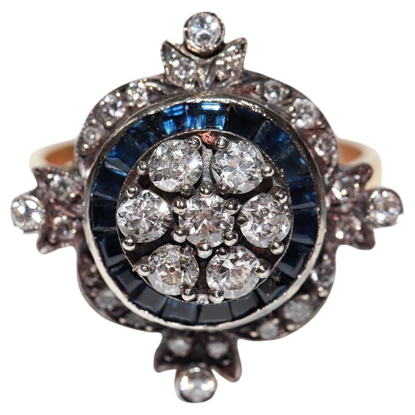 New Made 14k Gold Top Silver Natural Diamond And Caliber Cut Sapphire ...