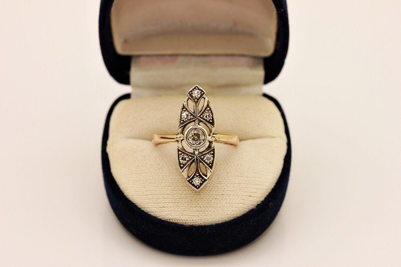 New Made 14k gold Top Silver Natural Diamond Decorated Navette Ring  In Good Condition For Sale In Fatih/İstanbul, 34