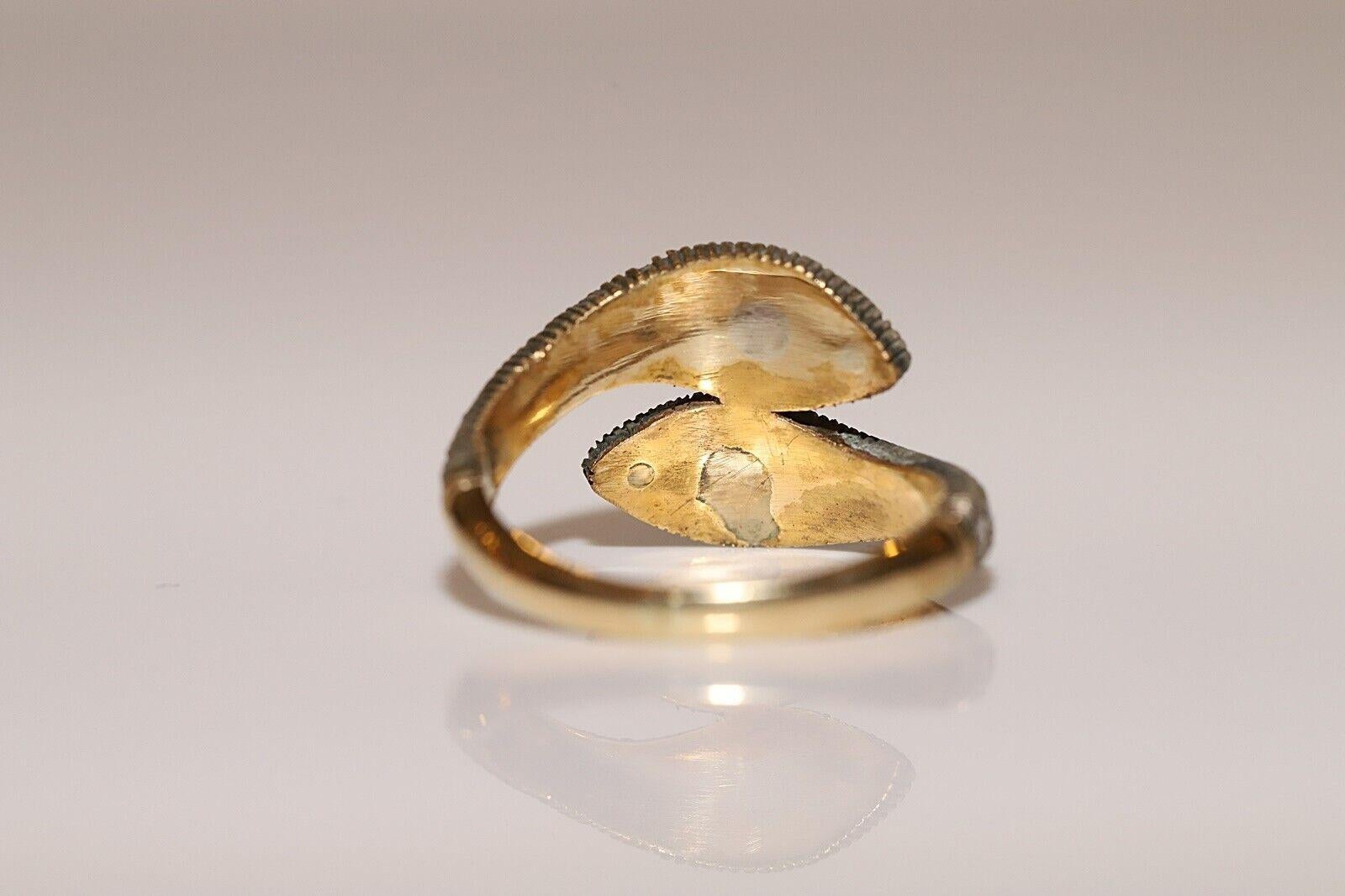 Bague serpent en or 14 carats, diamants naturels taille rose et rubis, neuve en vente 1