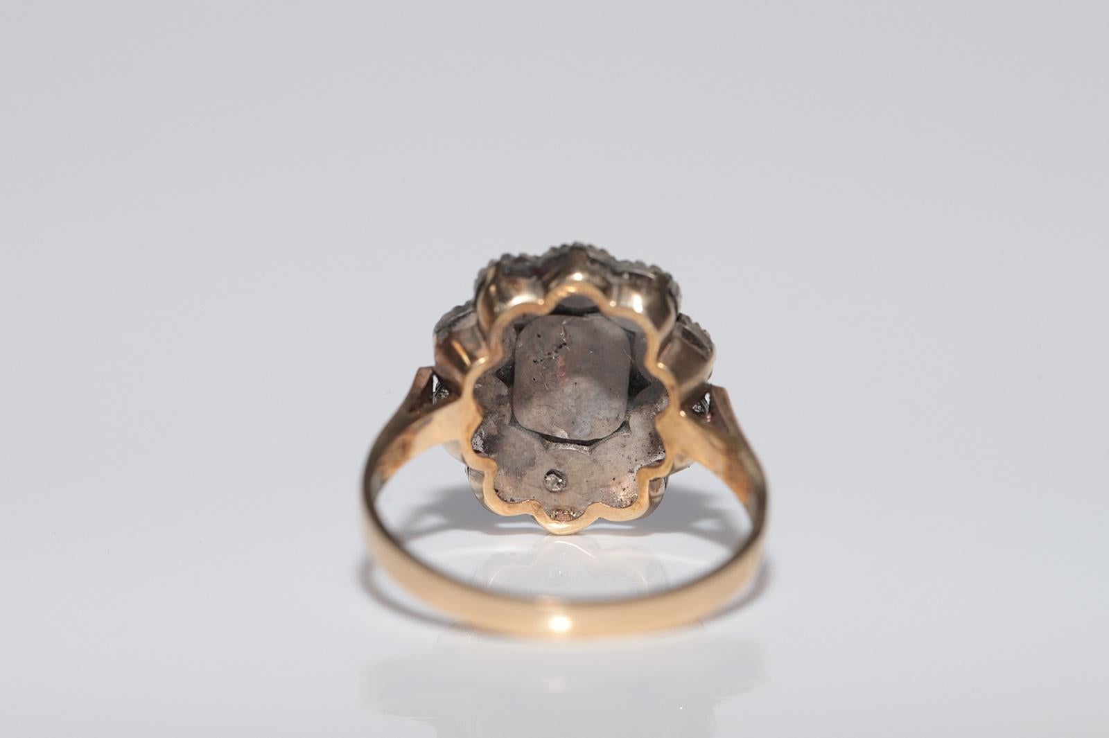 Bague décorée de diamants naturels taille rose en argent 14 carats, nouvellement fabriquée en vente 4