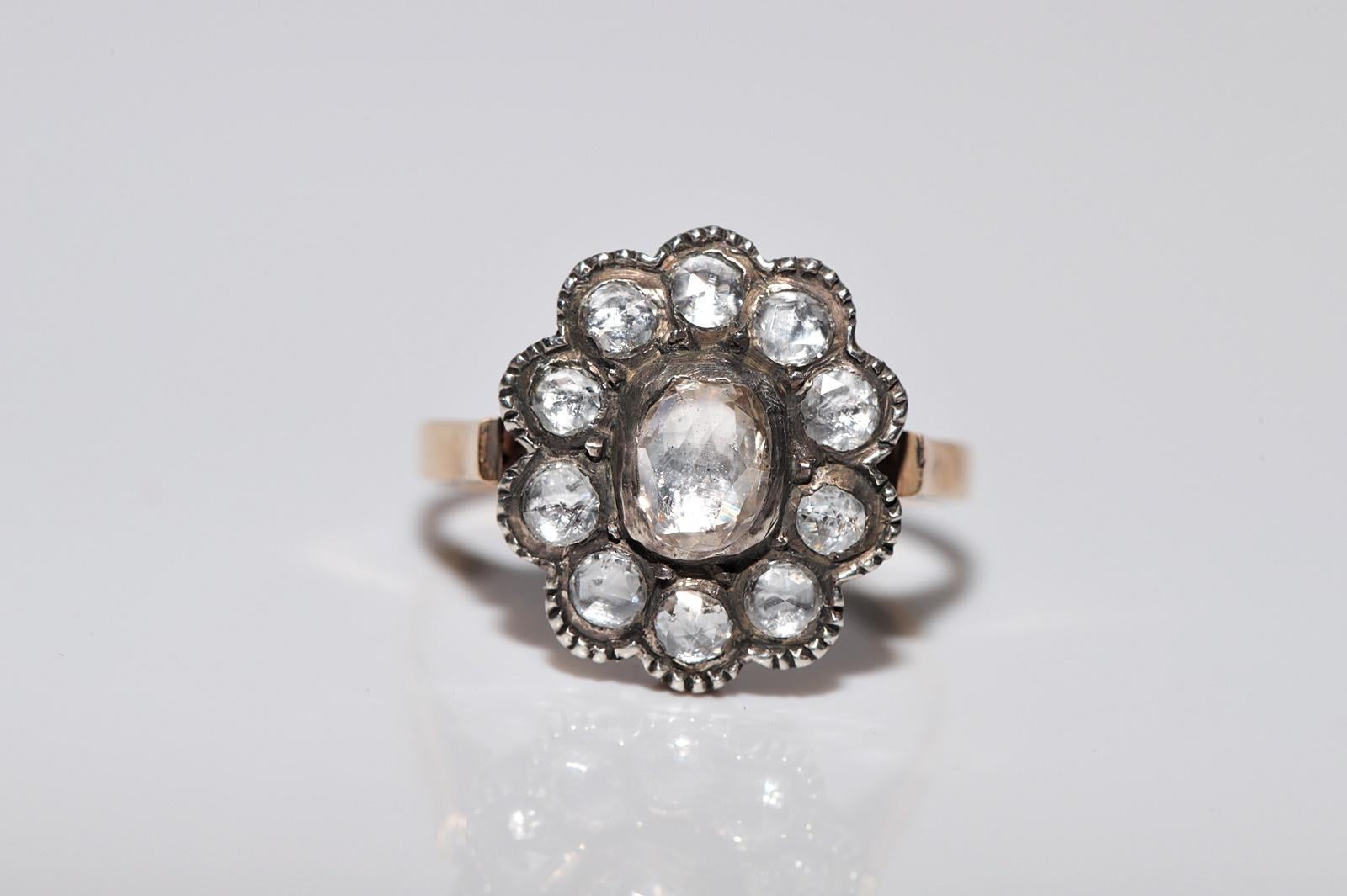 Neu Hergestellter 14k Gold Top Silber Natürlicher Rosenschliff Diamant Dekorierter Ring im Zustand „Neu“ im Angebot in Fatih/İstanbul, 34