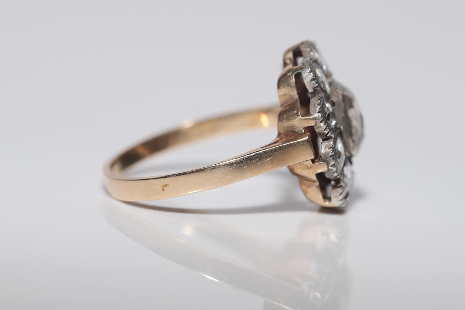 Neu Hergestellter 14k Gold Top Silber Natürlicher Rosenschliff Diamant Dekorierter Ring im Angebot 2