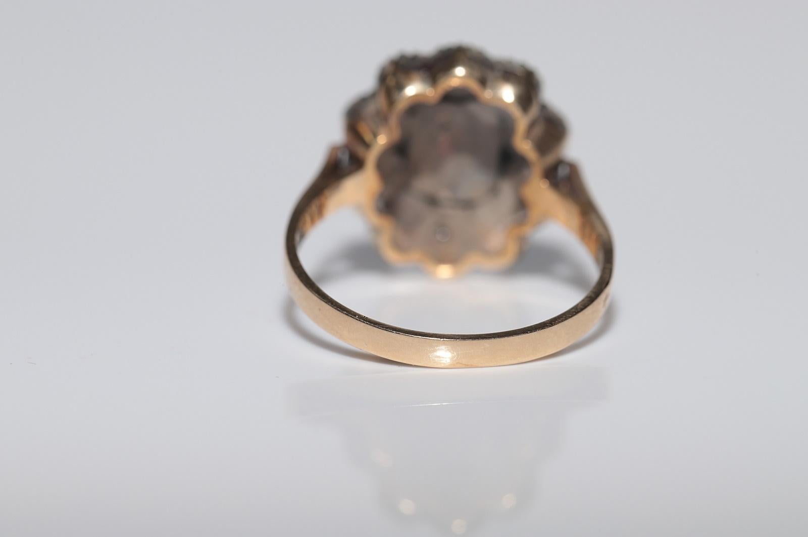 Bague décorée de diamants naturels taille rose en argent 14 carats, nouvellement fabriquée en vente 3