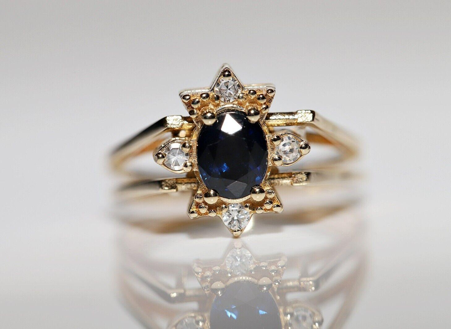 New Made 14k Gold Two Face Natural Diamond And Sapphire Decorated Ring For Sale 8