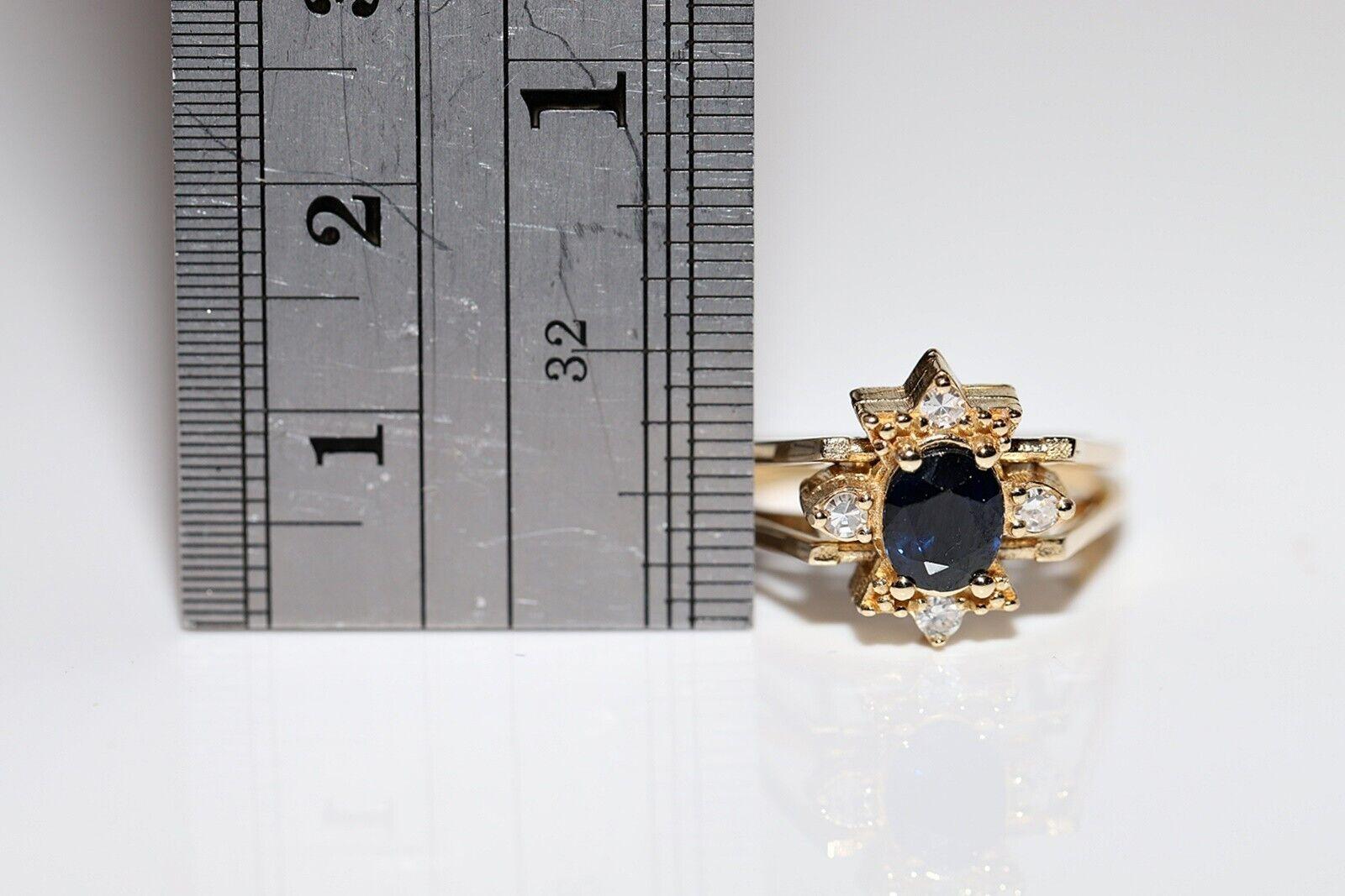 New Made 14k Gold Two Face Natural Diamond And Sapphire Decorated Ring For Sale 3